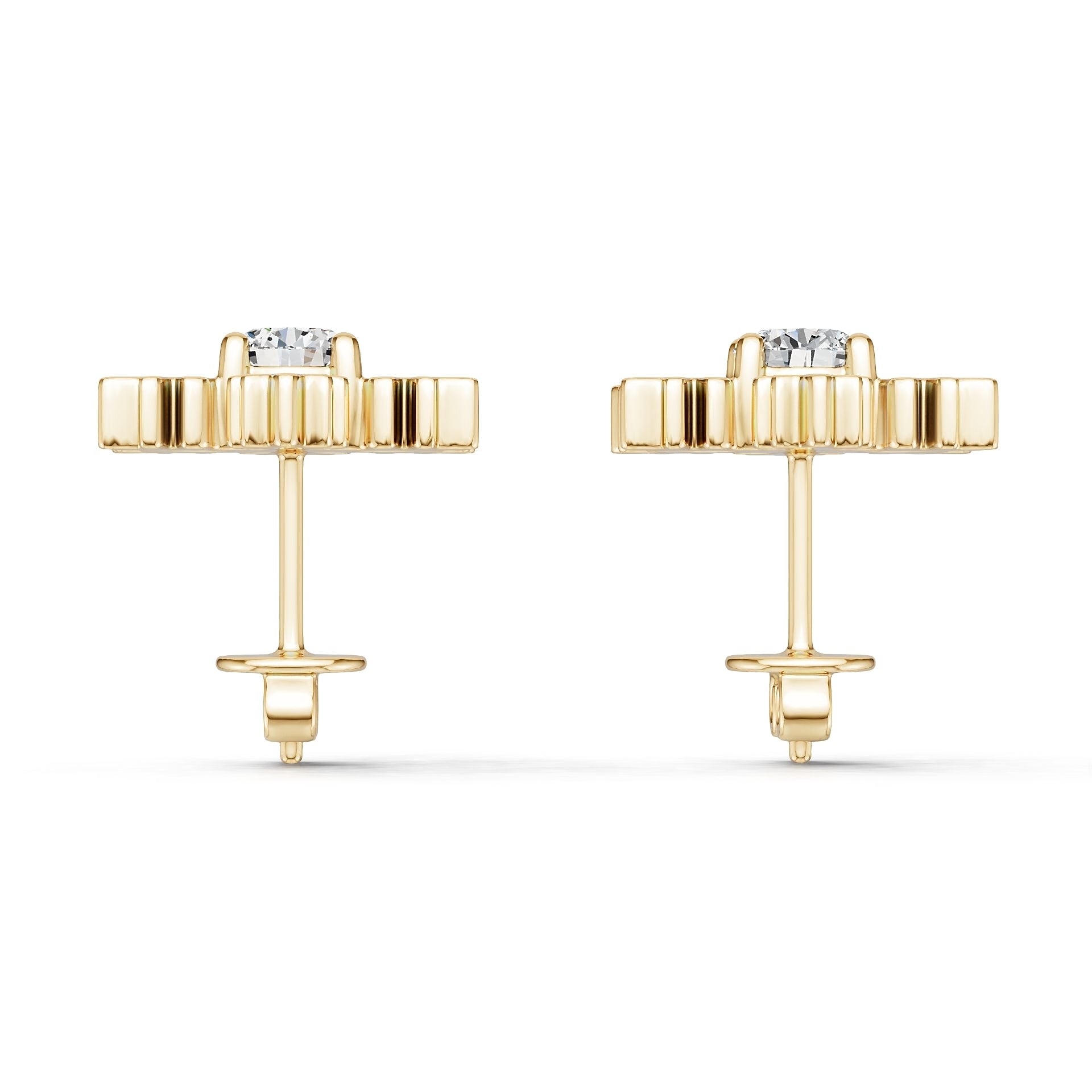 10K Gold Semi Mount Earrings Setting Round Ro 6x6mm Syz Jewelry