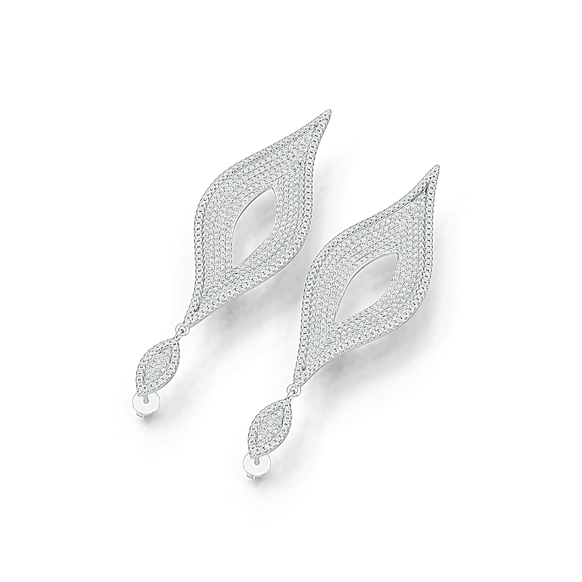 Sterling Silver Drop Chandelier Earrings with White Topaz or Moissanite DHJ