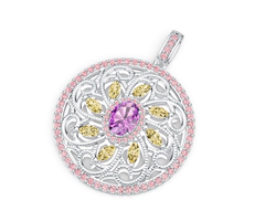 10K Gold Semi Mount Pendant Setting Oval OV 8X6mm MQ 5X2.5mm Moissanite Accent DHJ