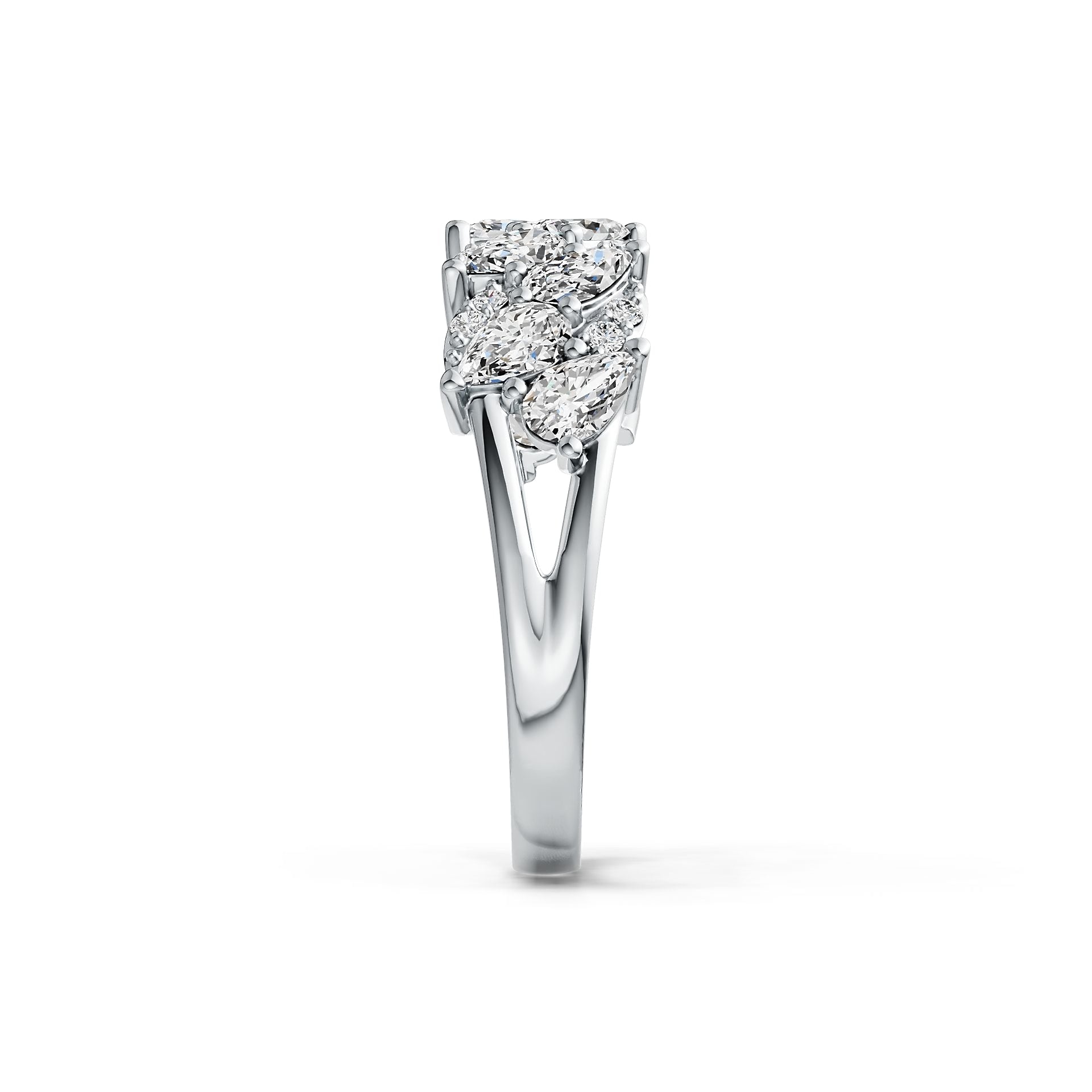 18K Gold Semi Mount Ring Setting Pear PE 5X3mm Diamond Accent DHJ