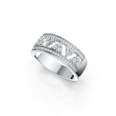 Sterling Silver Ring Geometric Openwork Theme with White Topaz or Moissanite DHJ