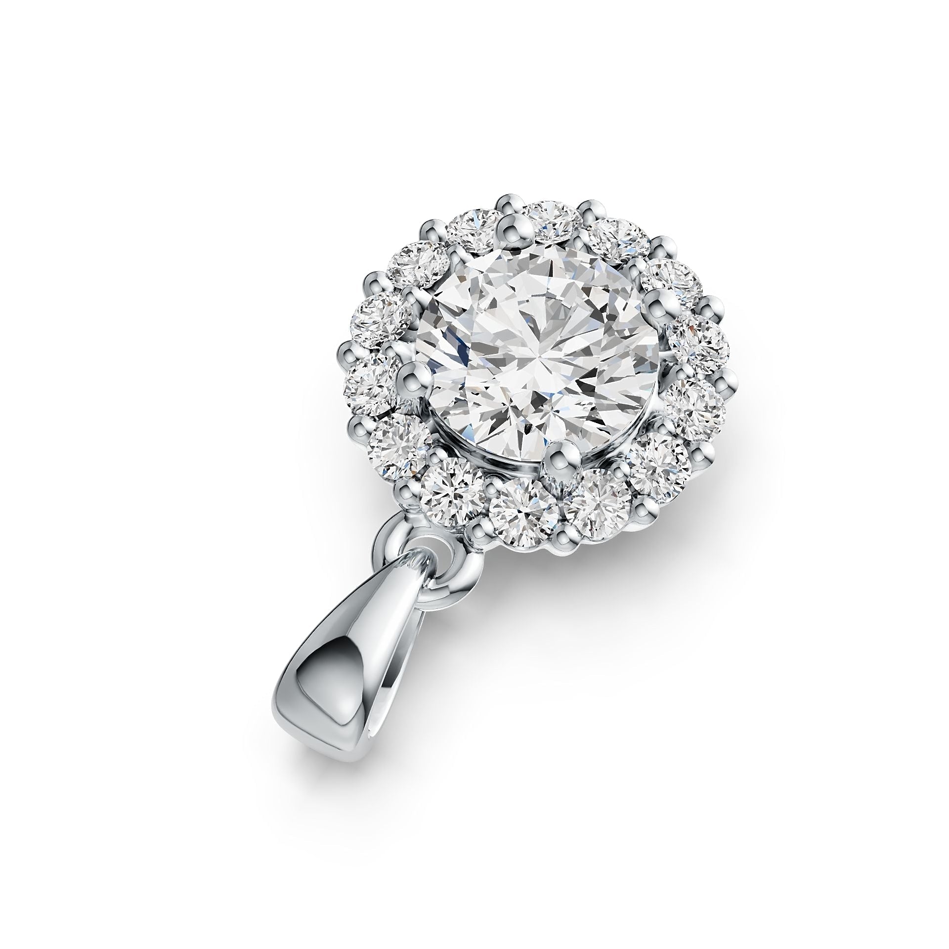 Platinum Semi Mount Pendant Setting Round RD 7x7mm Halo Diamond Accent DHJ