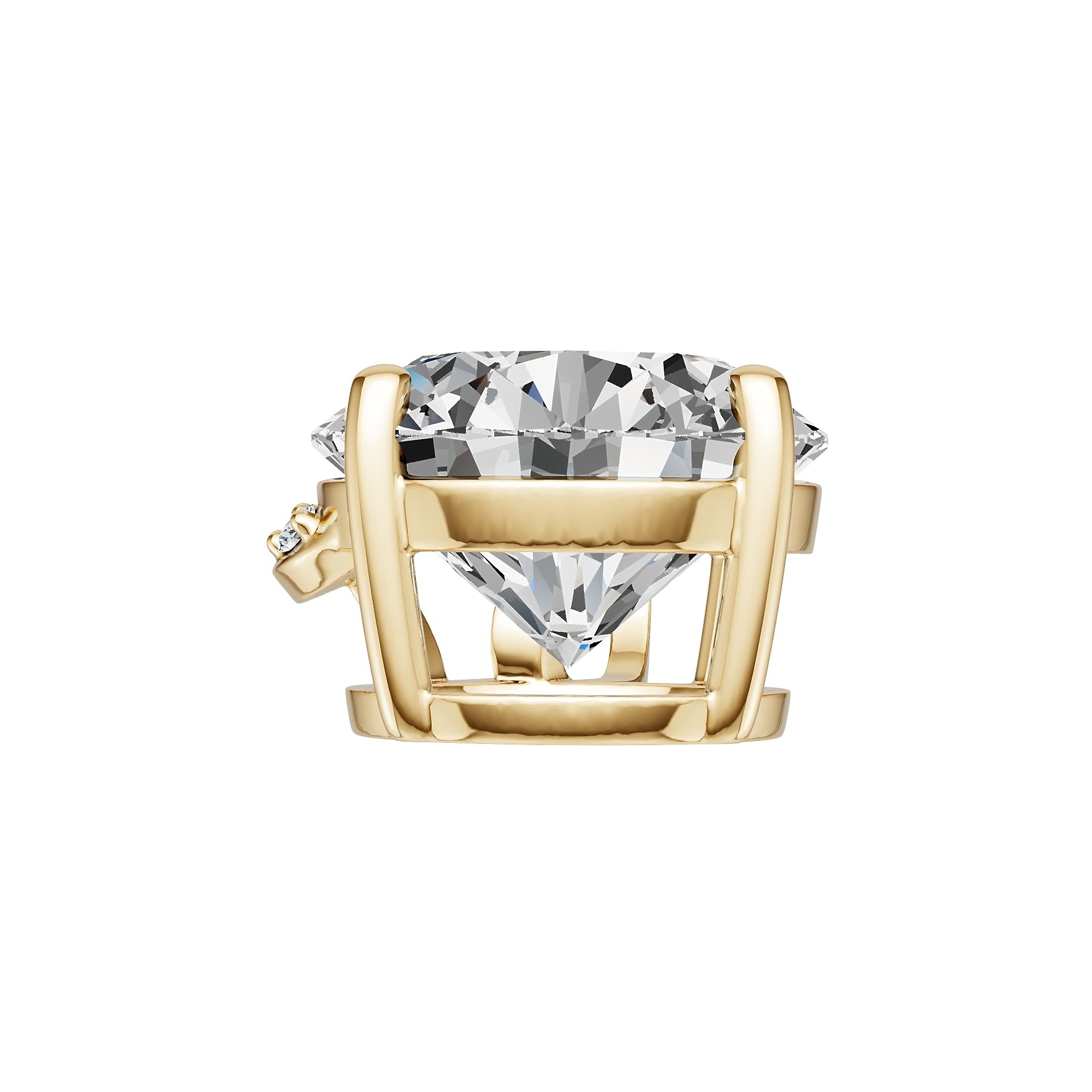 18K Gold Semi Mount Pendant Setting Round Ro 11x11mm Diamond Accent Syz Jewelry