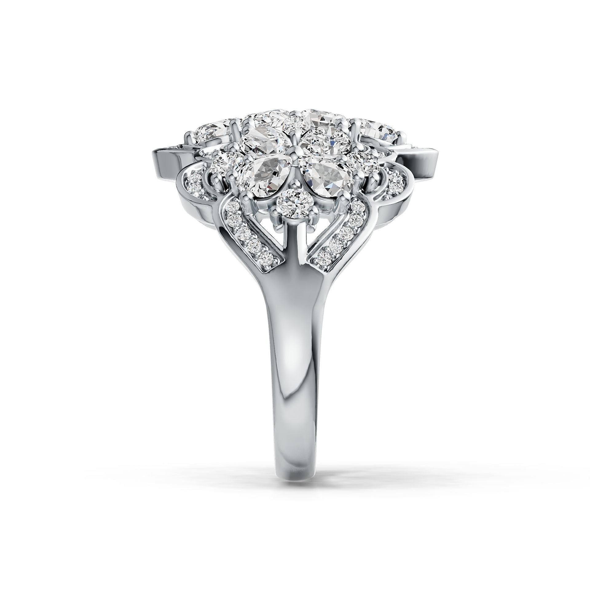 10K Gold Semi Mount Ring Setting Pear PE 4X3mm Moissanite Accent DHJ