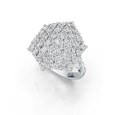 Sterling Silver Cluster Statement Ring with White Topaz or Moissanite DHJ