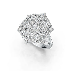 Sterling Silver Cluster Statement Ring with White Topaz or Moissanite DHJ