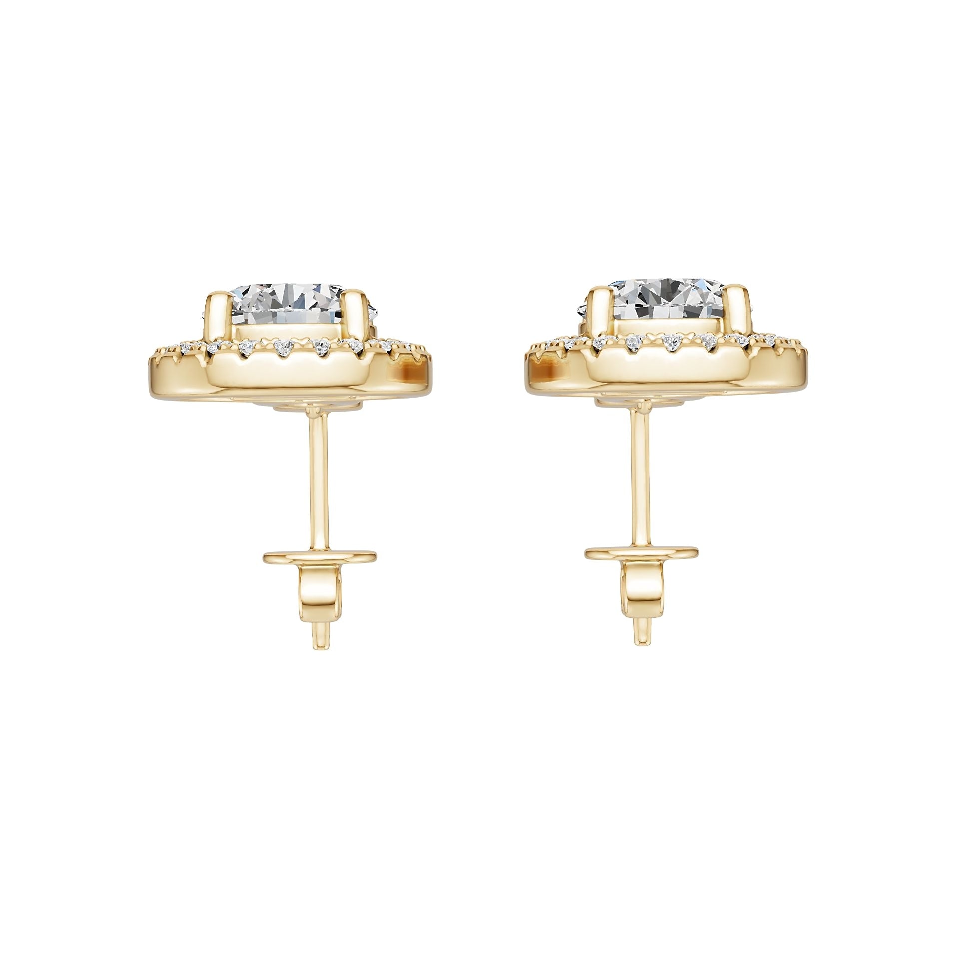 Sterling Silver Semi Mount Earrings Setting Round Ro 6x6mm Diamond Accent DHJ