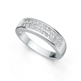 Sterling Silver Double-Row Wedding Band Ring with White Topaz or Moissanite Syzjewelry