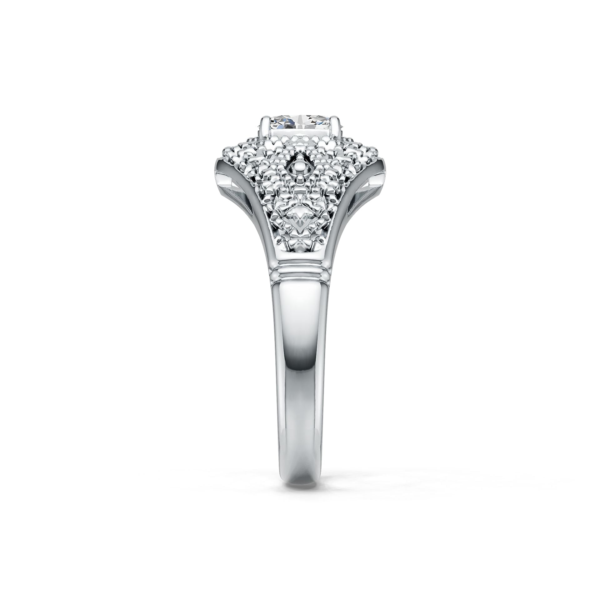Platinum Semi Mount Ring Setting Oval OV 6X4mm Art Deco Style DHJ