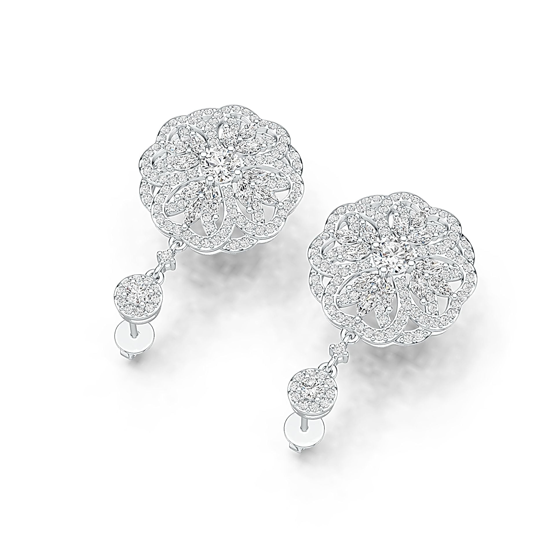 10K Gold Semi Mount Earrings Setting Round RD 5x5mm Moissanite Accent DHJ