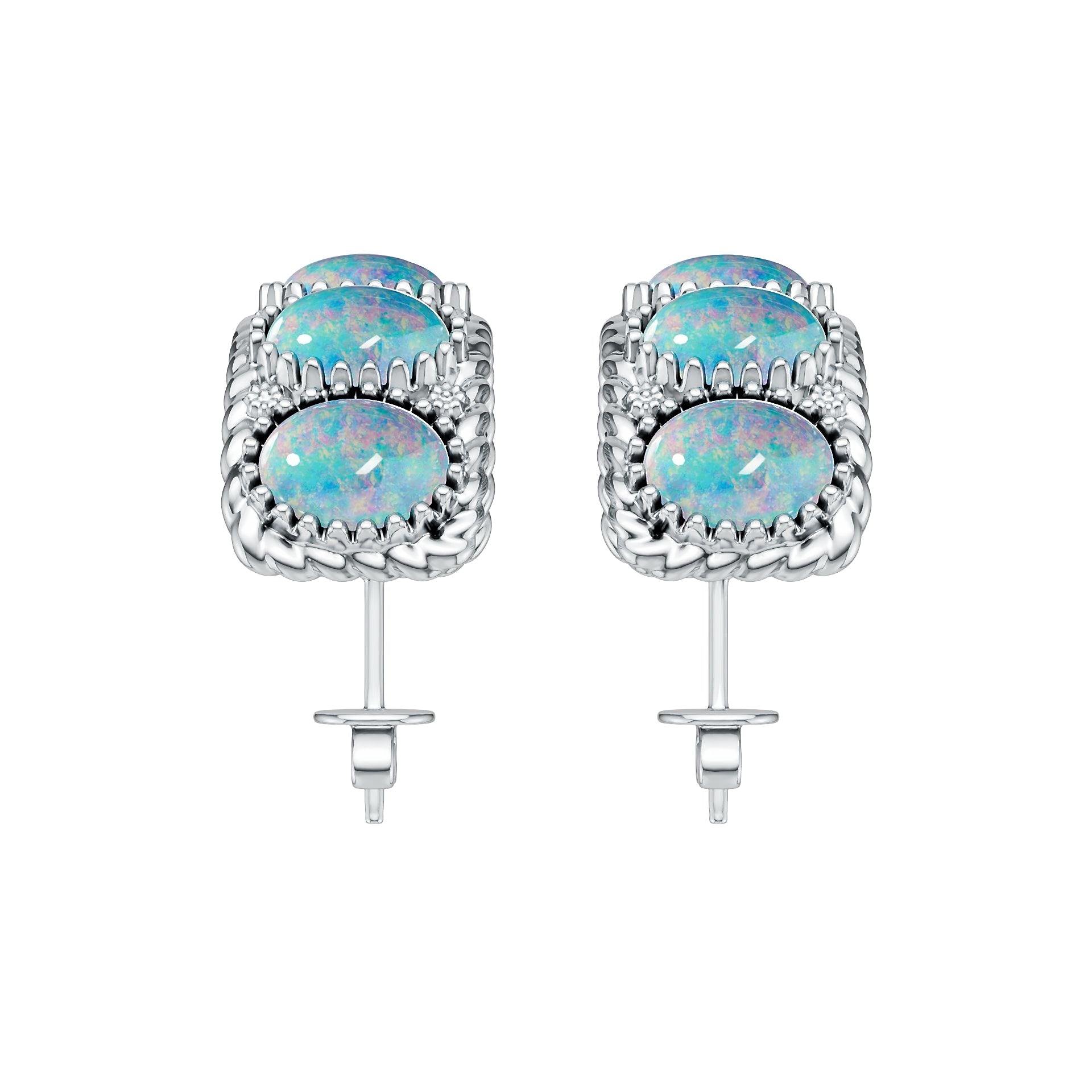 Platinum Semi Mount Earrings Setting Round Ro 7x5mm Syz Jewelry