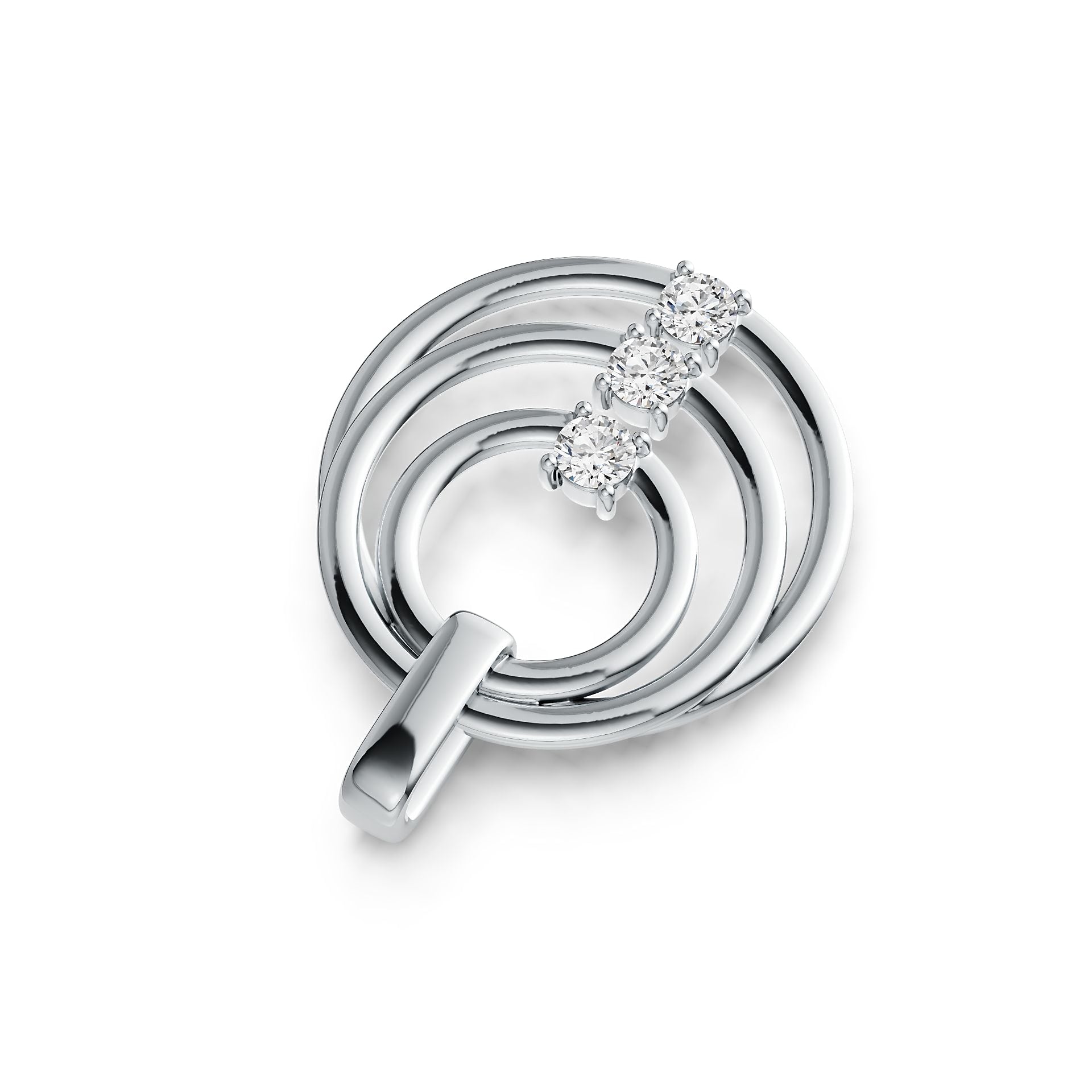 Sterling Silver Semi Mount Pendant Setting Round RD 3.5x3.5mm Trinity Loop DHJ