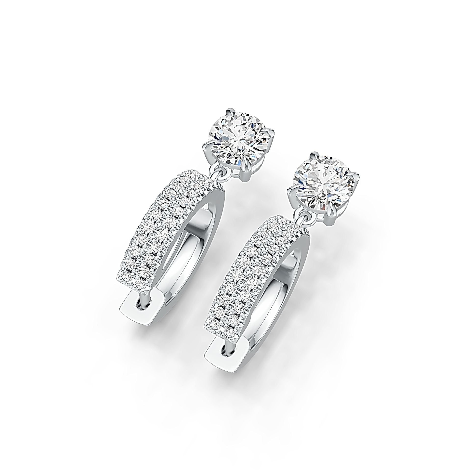 14K Gold Semi Mount Earrings Setting Round RD 6x6mm Diamond Accent DHJ