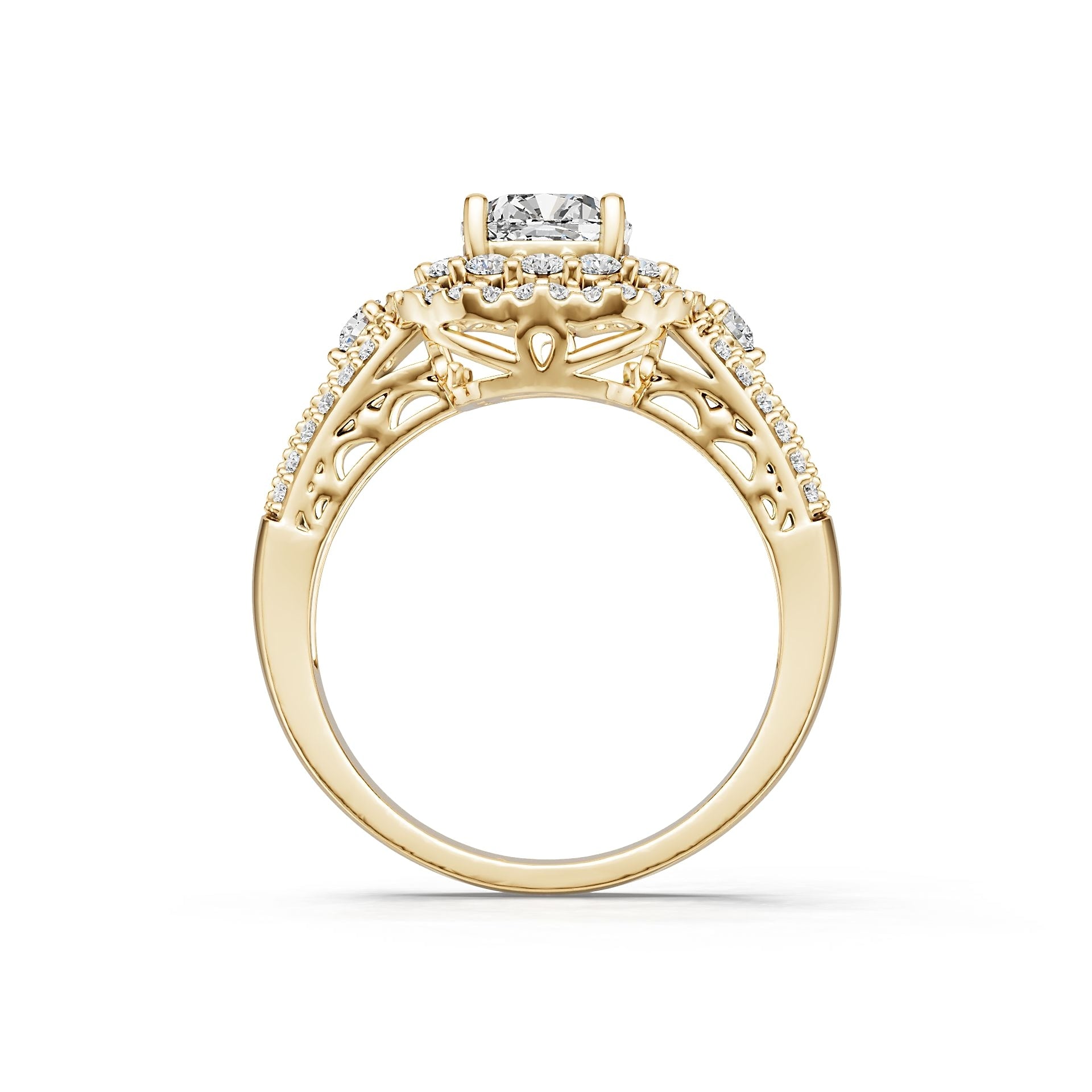 14K Gold Semi Mount Ring Setting Round Ro 8x6mm Diamond Accent Syz Jewelry