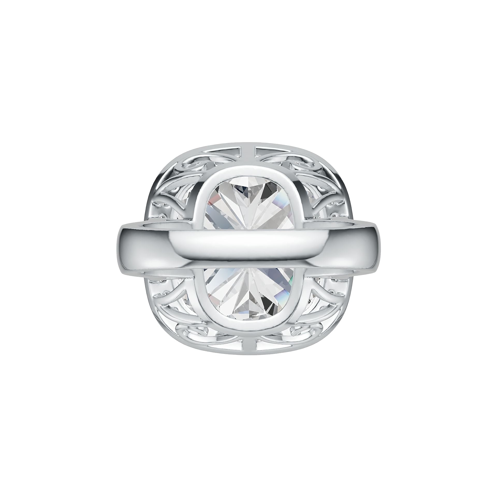 10K Gold Semi Mount Ring Setting Cushion CU 15x15mm Halo Moissanite Accent DHJ