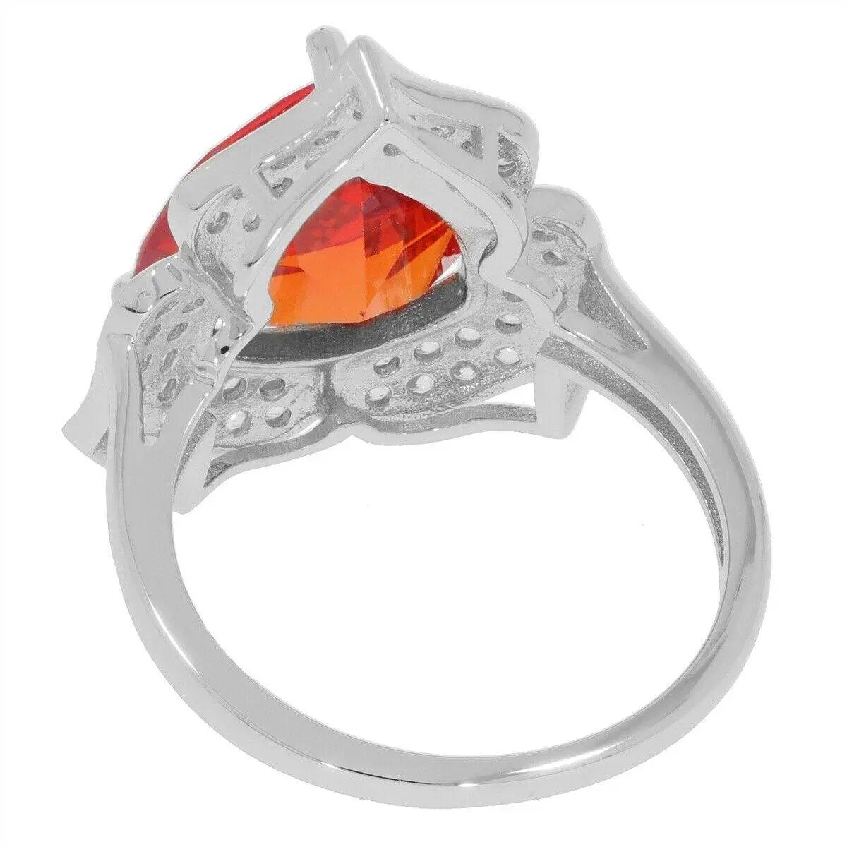 Platinum Semi Mount Ring Setting Trillion Tri 8x8mm White Topaz Diamond Accent DHJ