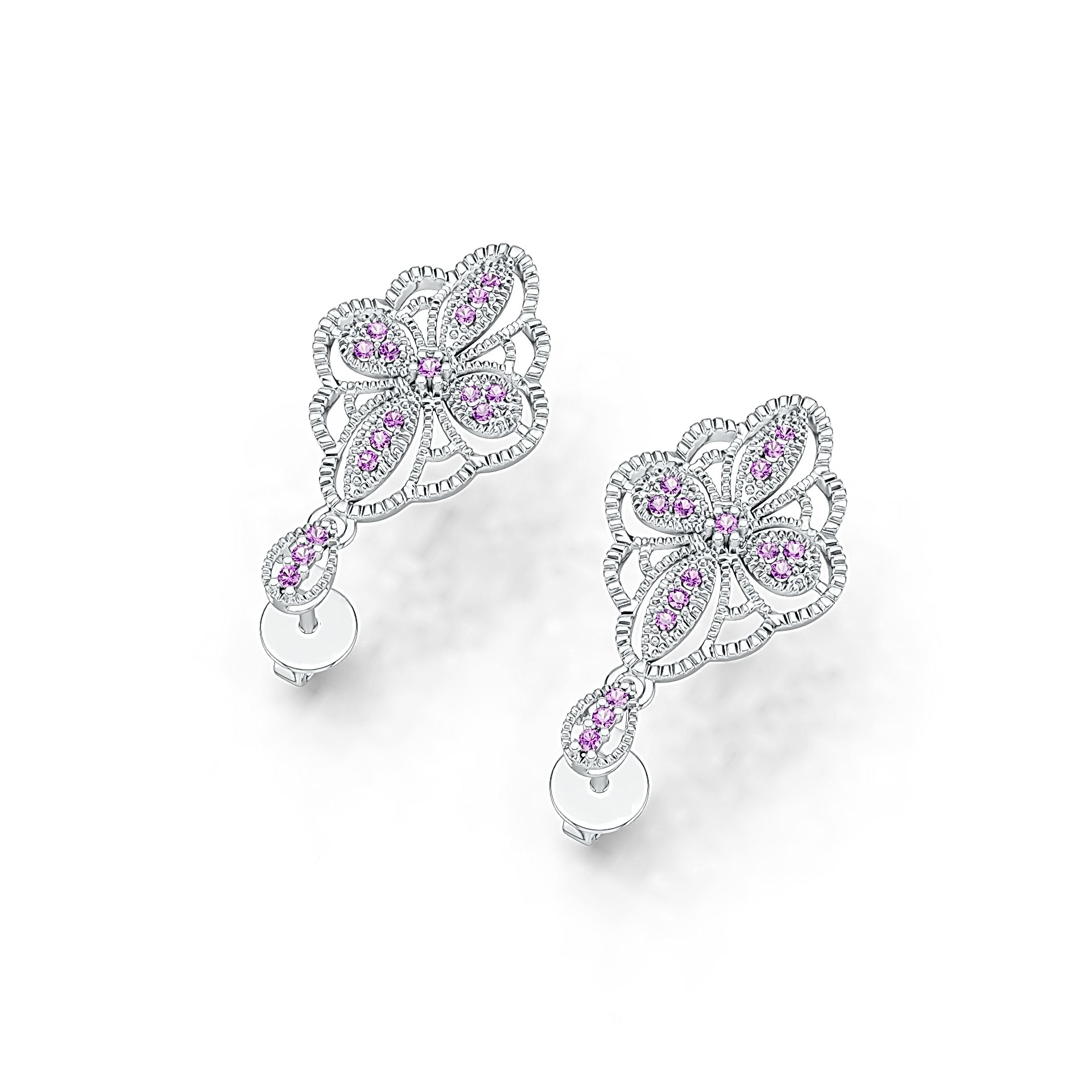 Sterling Silver Semi Mount Earrings Setting Round RD 1.2mm DHJ