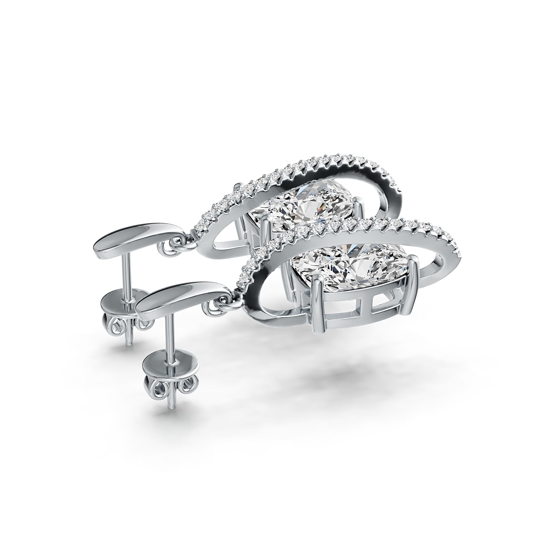 Sterling Silver Semi Mount Earrings Setting Cushion CU 10X8mm with White Topaz DHJ