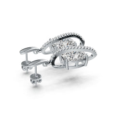 Sterling Silver Semi Mount Earrings Setting Cushion CU 10X8mm with White Topaz DHJ