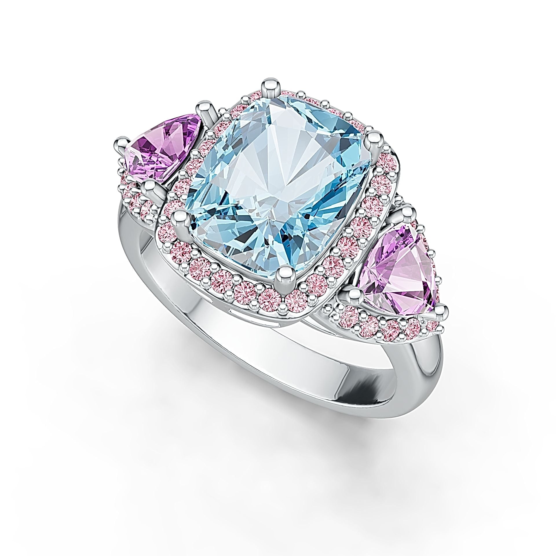 Sterling Silver Semi Mount Ring Setting Cushion CU 10.5X8MM TRI 5X5MM DHJ