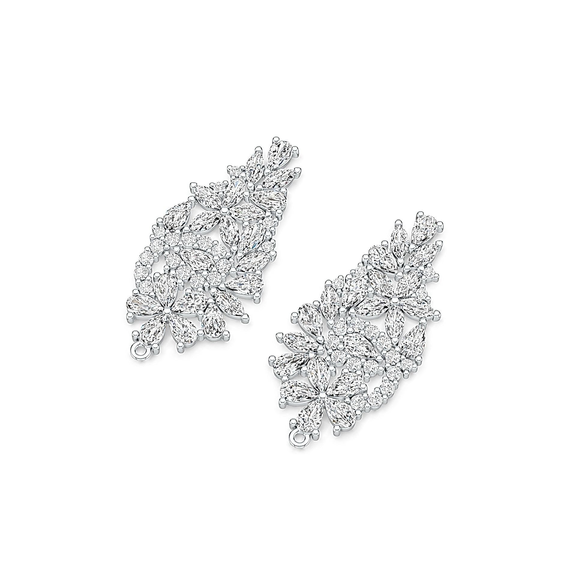 Sterling Silver Semi Mount Earrings Setting Pear PE 5X3mm MQ 5X2mm DHJ