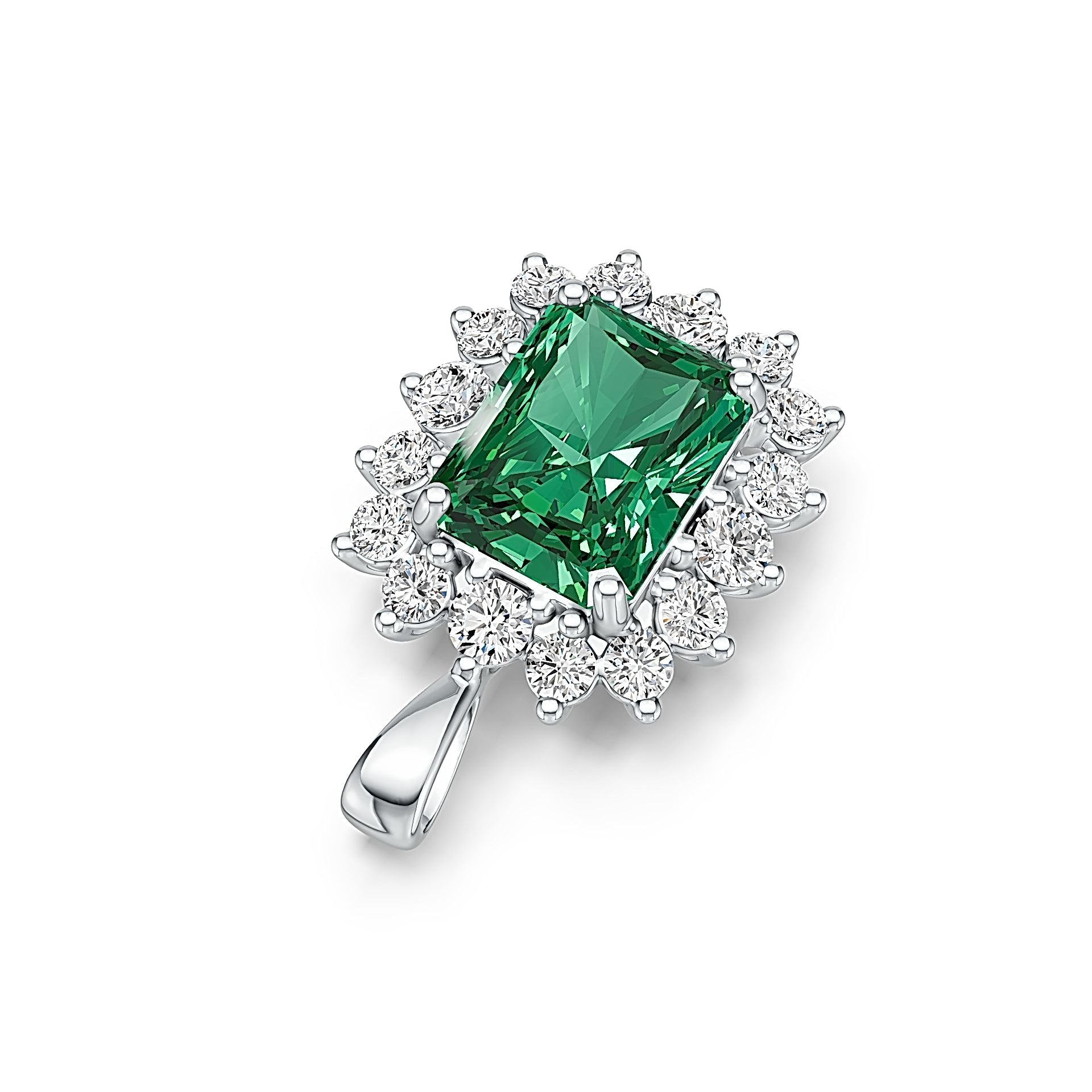 Sterling Silver Semi Mount Pendant Setting Emerald OCT 9X7mm Syzjewelry