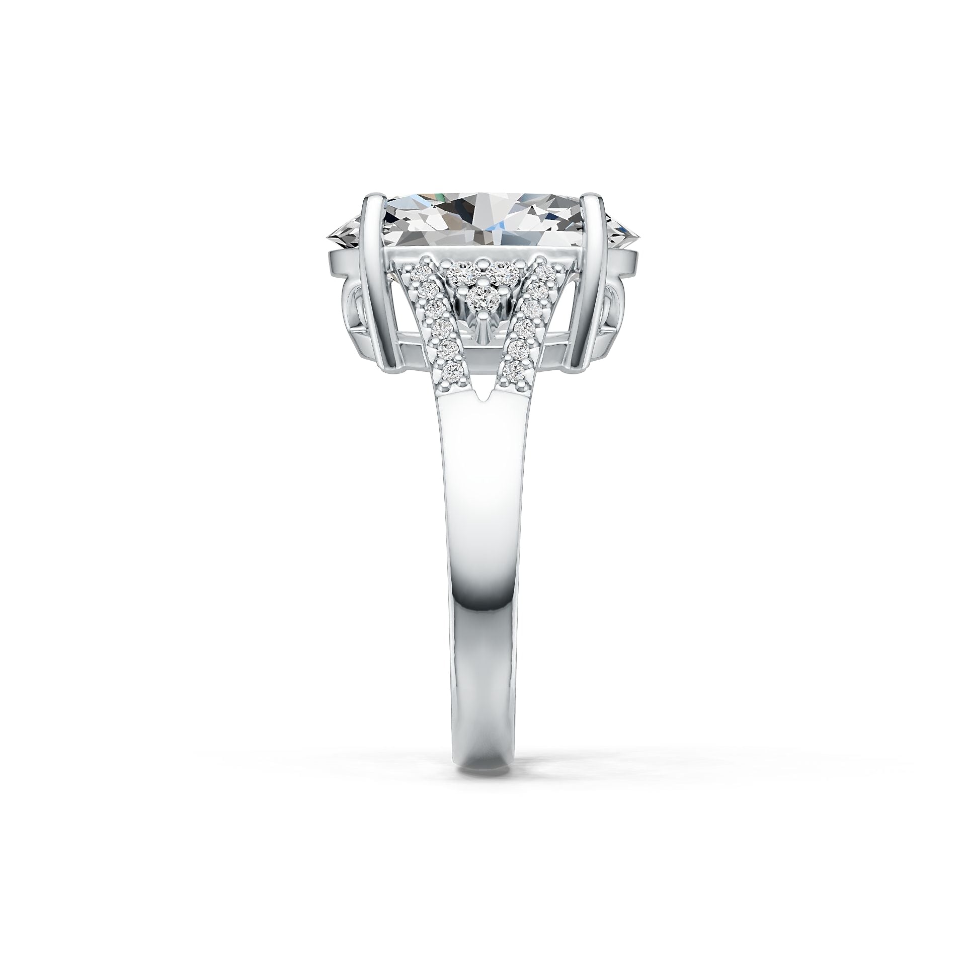 18K Gold Semi Mount Ring Setting Oval OV 14X10mm Diamond Accent DHJ