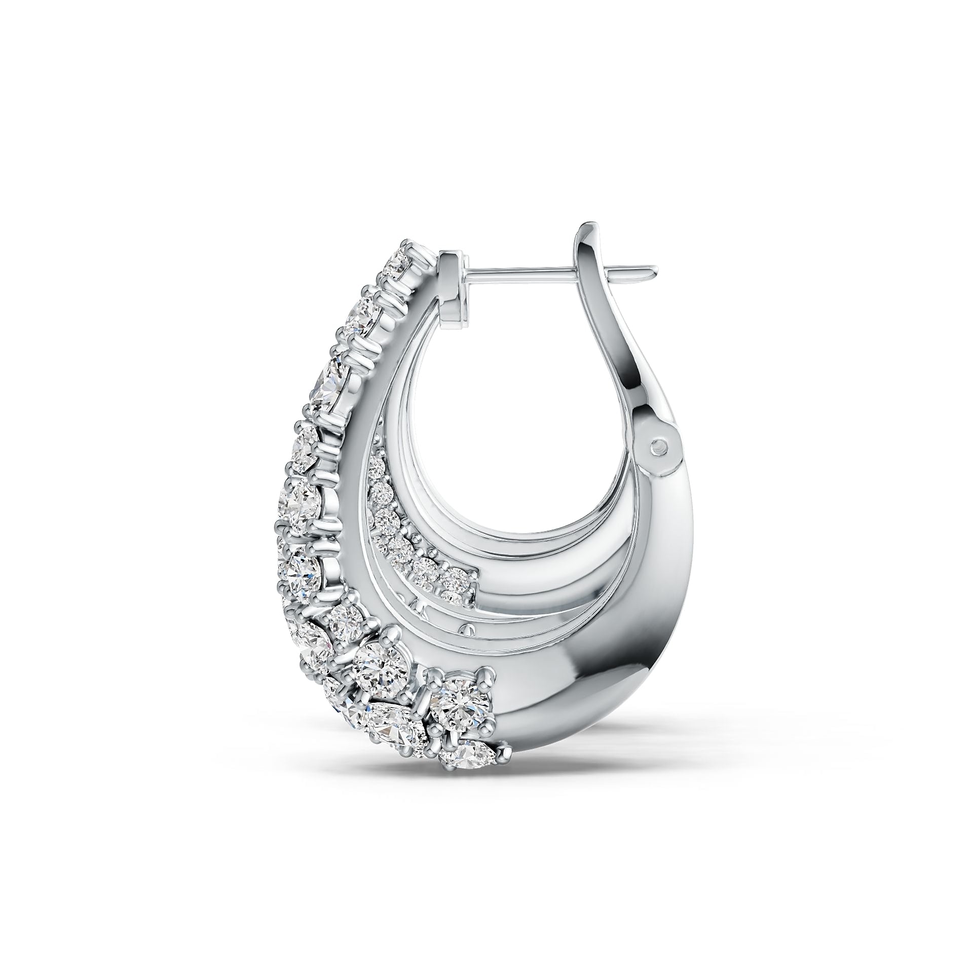 Platinum Hoop Earrings with or Moissanite Diamond Accent DHJ
