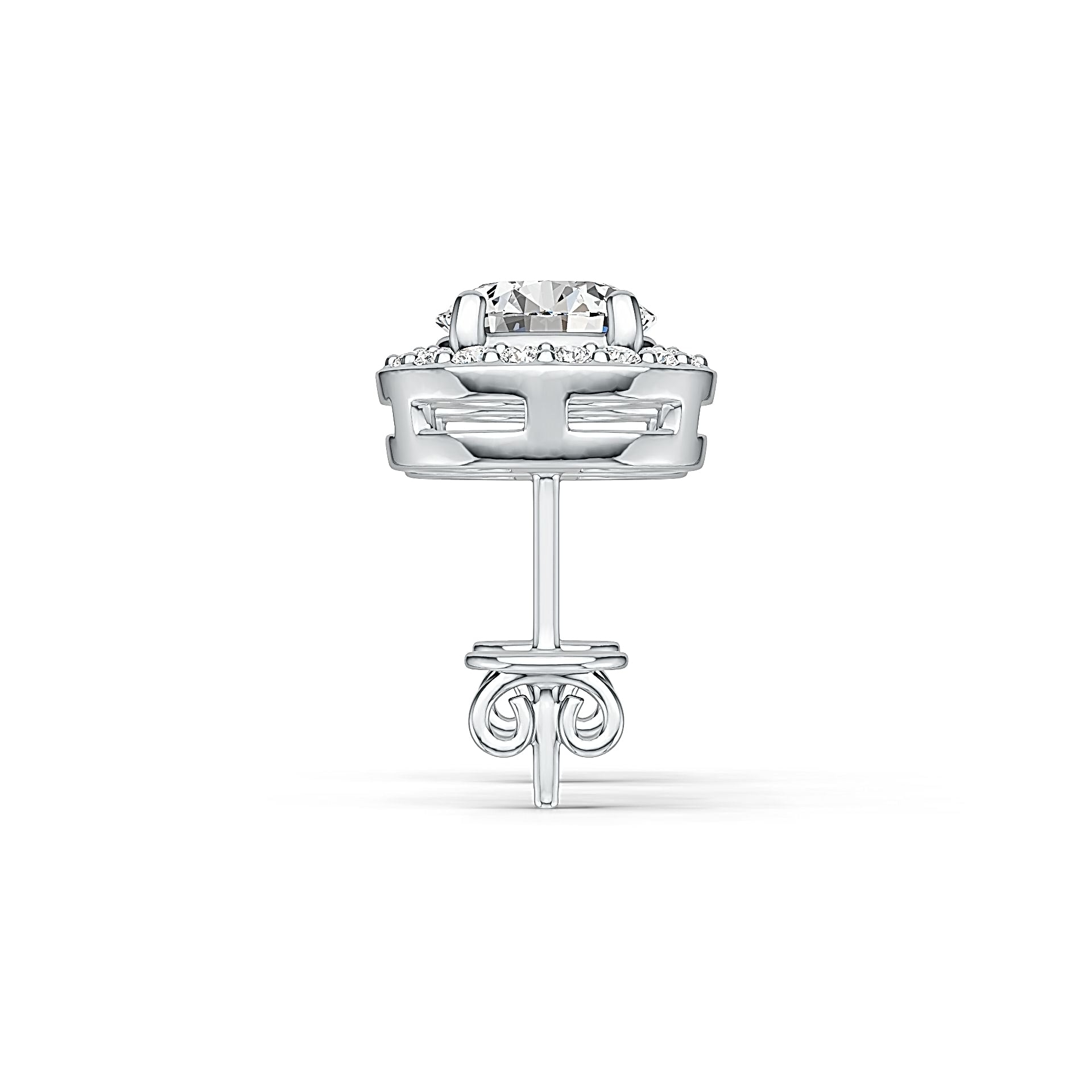 14K Gold Semi Mount Earrings Setting Round RD 6x6mm Halo Stud Diamond Accent DHJ