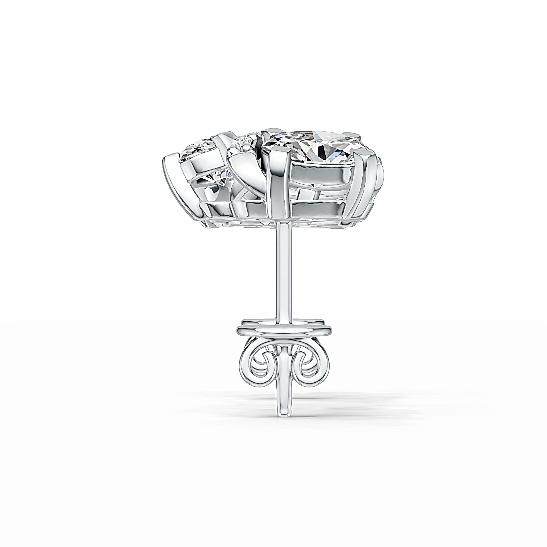 Platinum Semi Mount Earrings Setting Oval OV 6X4mm Diamond Accent DHJ