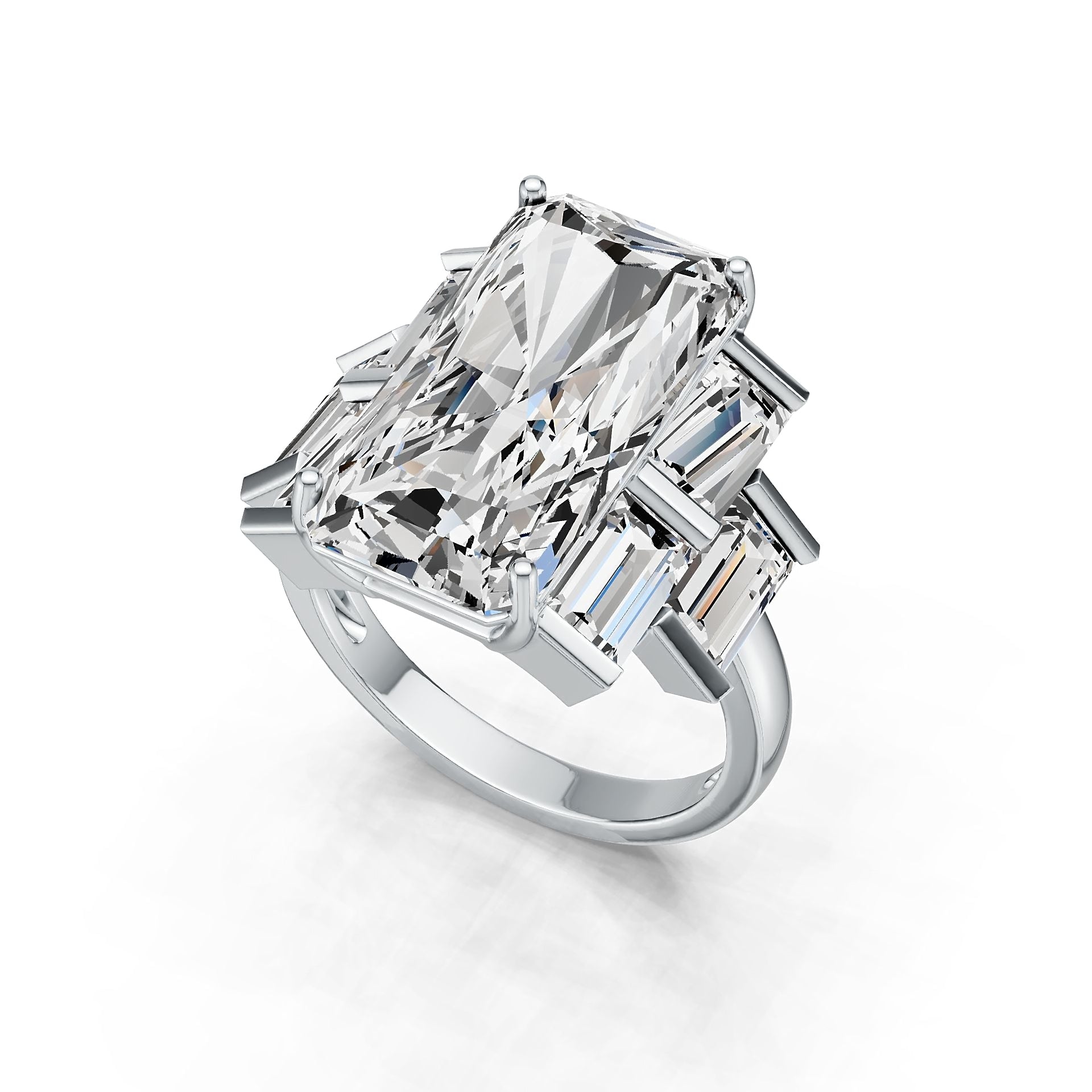 Sterling Silver Semi Mount Ring Setting Emerald OCT 20X12mm DHJ