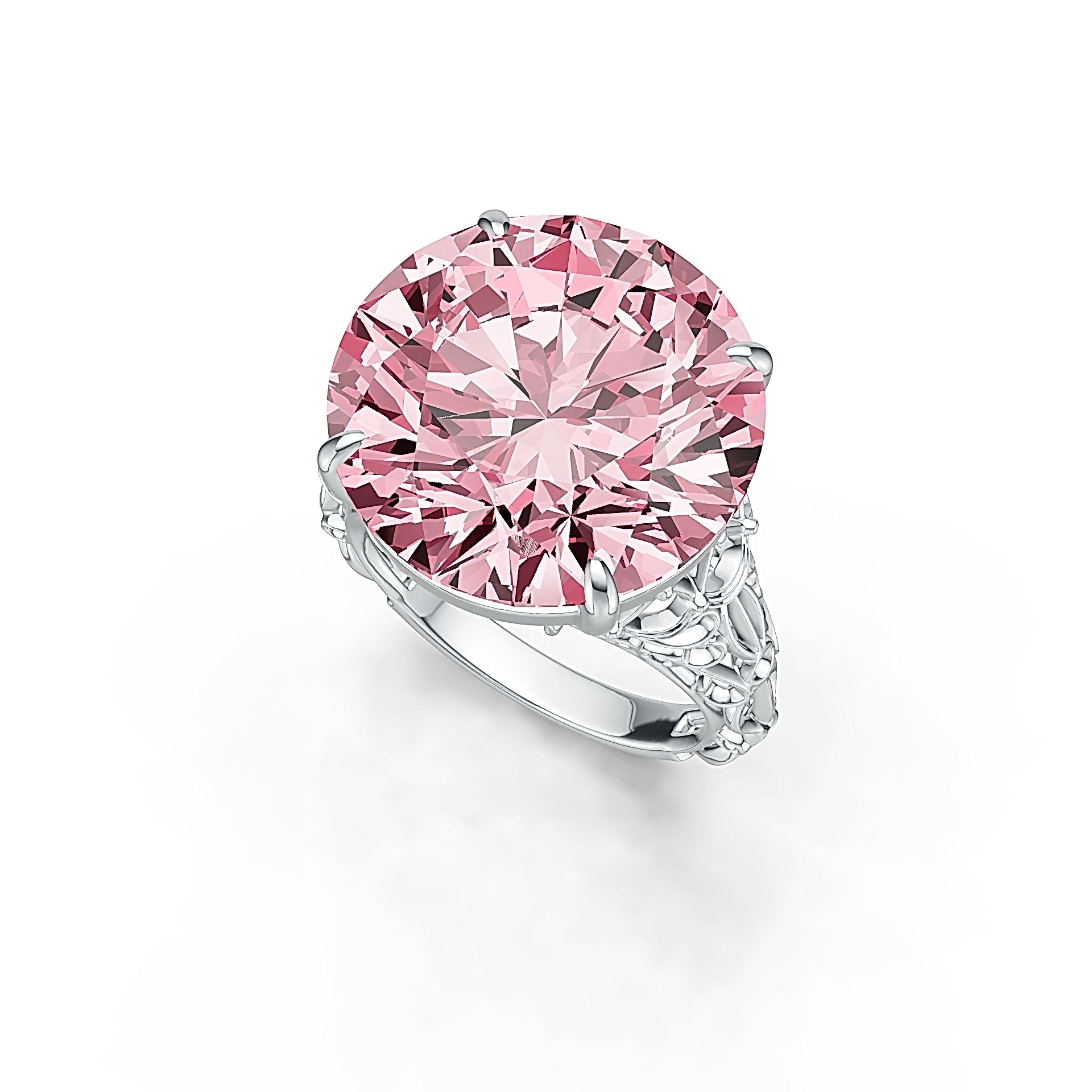 Sterling Silver Semi Mount Ring Setting Round RD 18x18mm Art Deco Style Syzjewelry