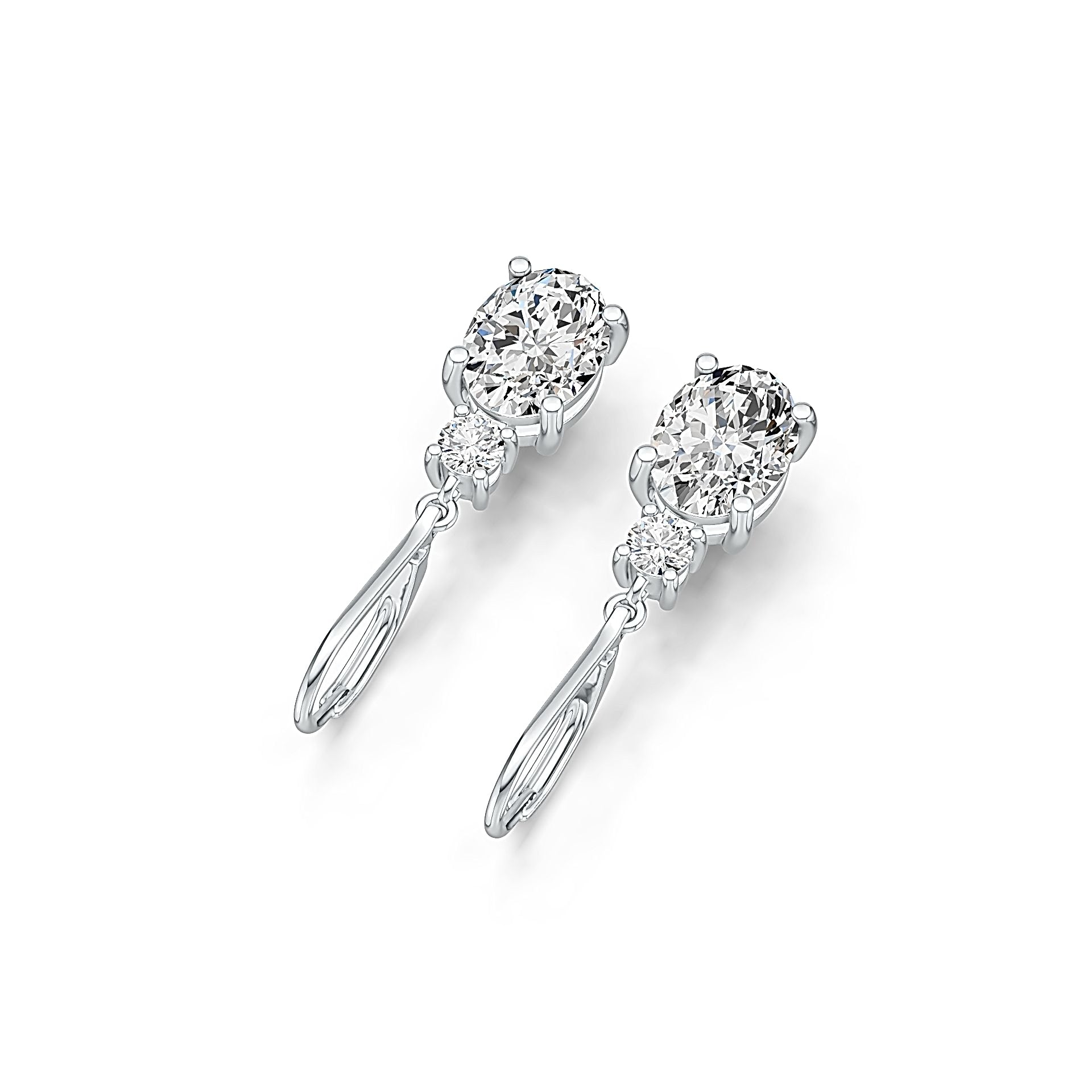 Sterling Silver Semi Mount Earrings Setting Oval OV 9X7mm RD 3.5x3.5mm DHJ