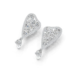 Platinum Semi Mount Earrings Setting PE 9X6mm PE 8X5mm OV 9X7mm CU 6X6mm Diamond Accent DHJ