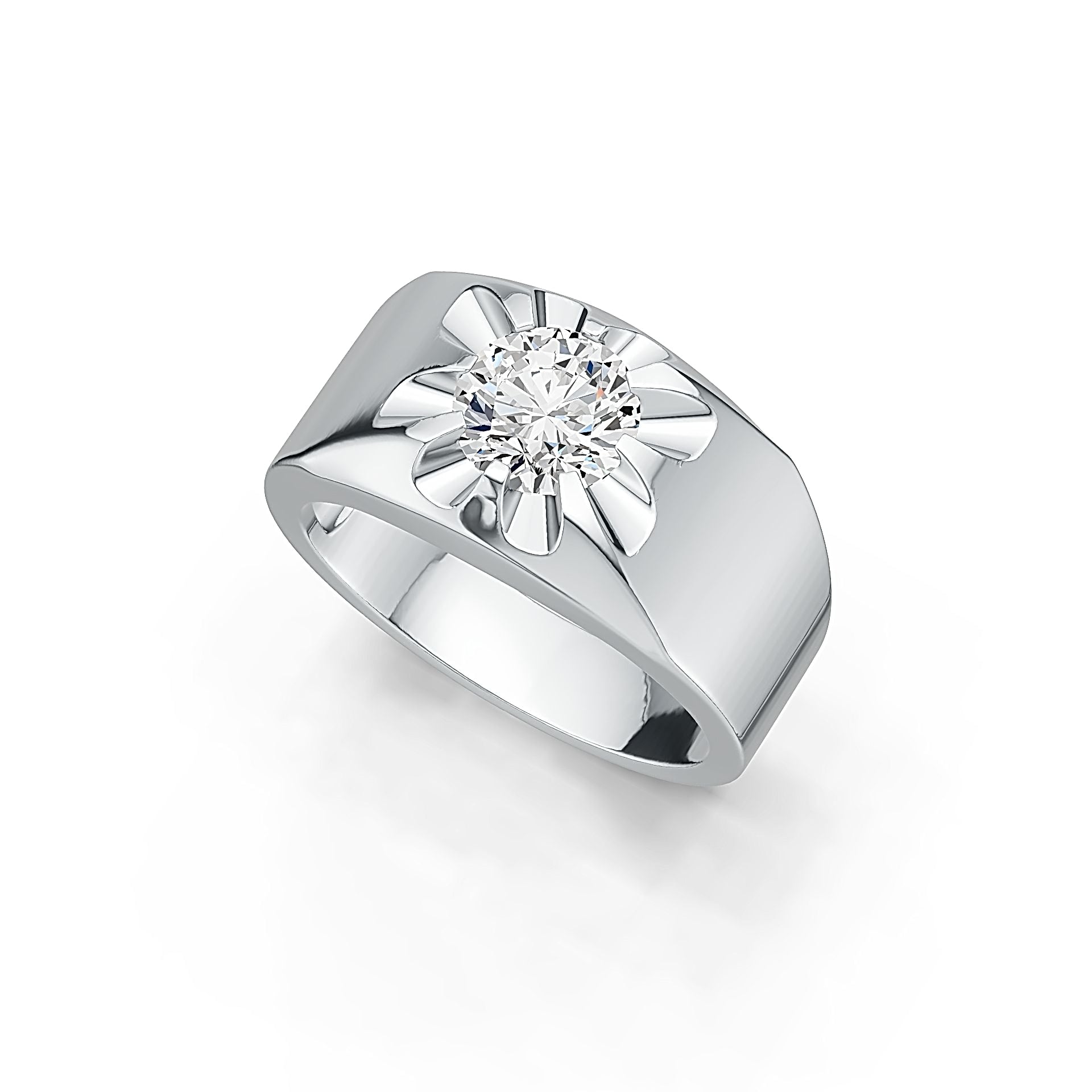 Men's Sterling Silver Semi Mount Ring Setting Round RD 8x8mm Ring Solid Syzjewelry