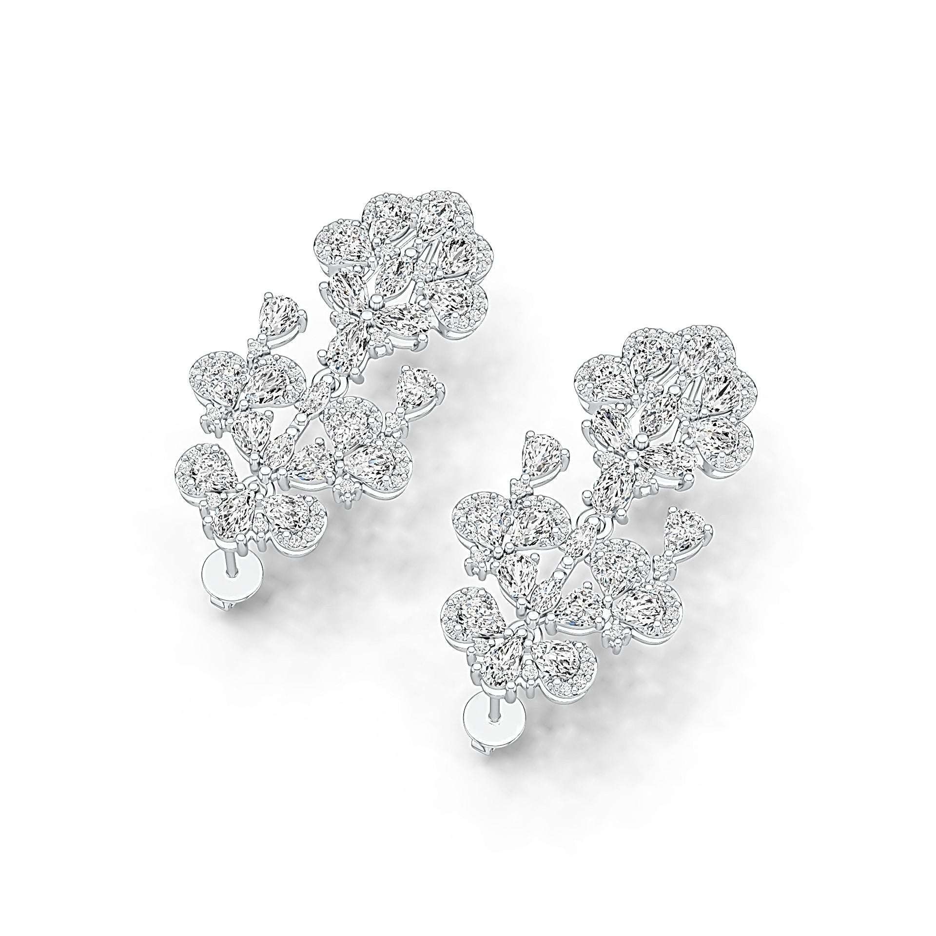 Sterling Silver Semi Mount Earrings Setting Pear PE 5X3mm with White Topaz DHJ