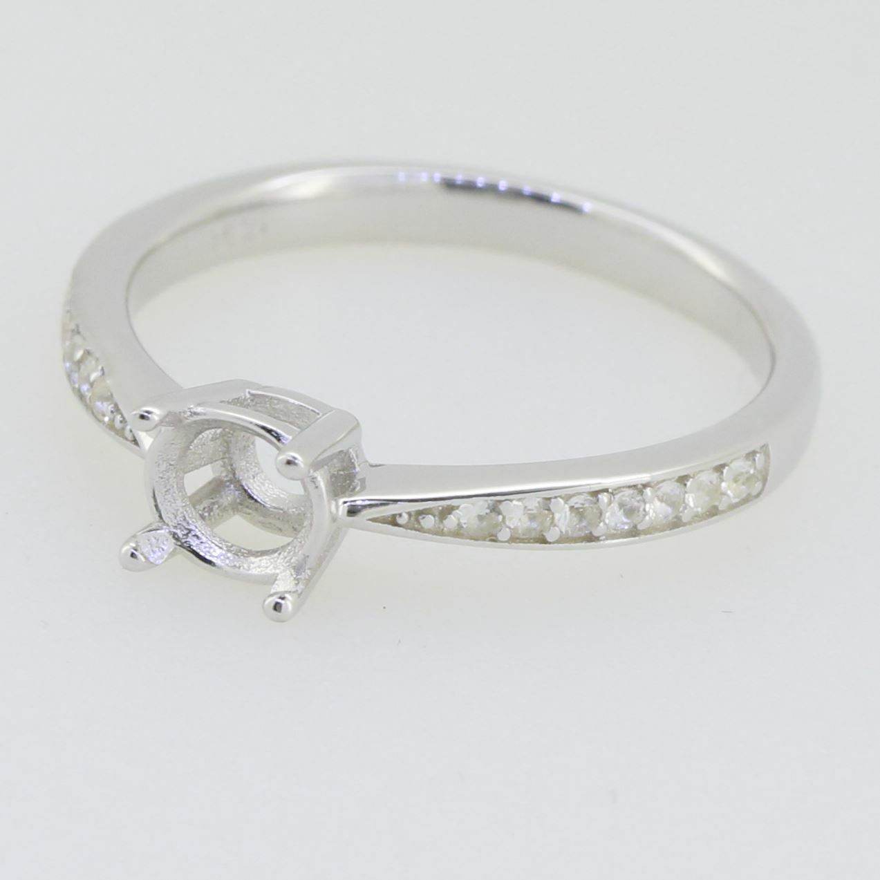 18K Gold Semi Mount Ring Setting Round RD 5x5mm Diamond Accent Syzjewelry