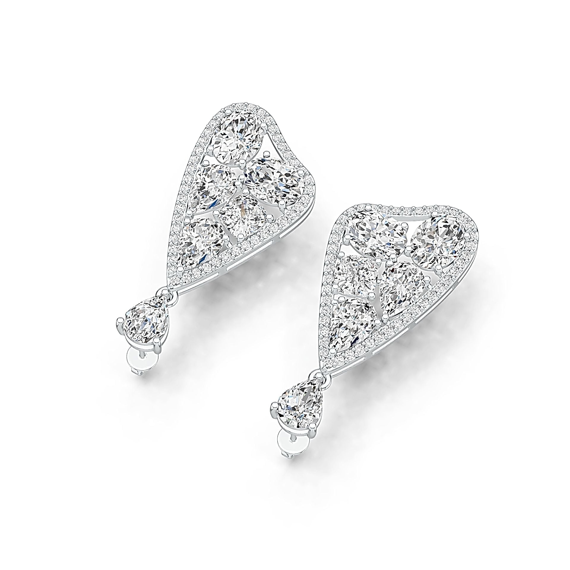 10K Gold Semi Mount Earrings Setting PE 9X6mm PE 8X5mm OV 9X7mm CU 6X6mm Moissanite Accent DHJ