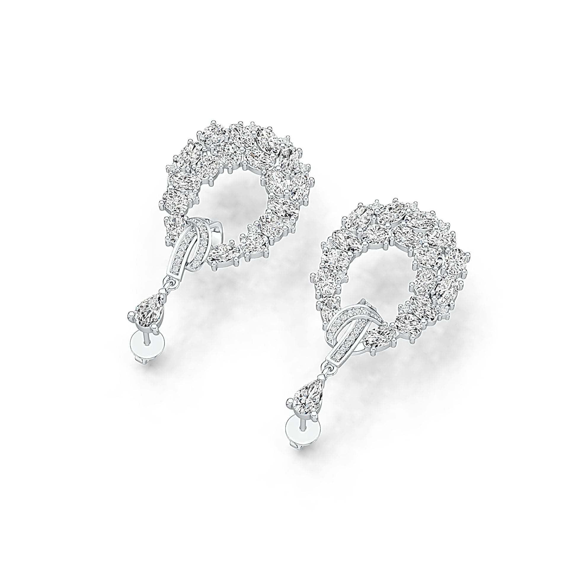 10K Gold Semi Mount Earrings Setting Pear PE 6x4mm OV 5x3mm OV 4x3mm Moissanite Accent DHJ