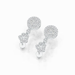 Sterling Silver Cluster Dangling Earrings with White Topaz or Moissanite DHJ