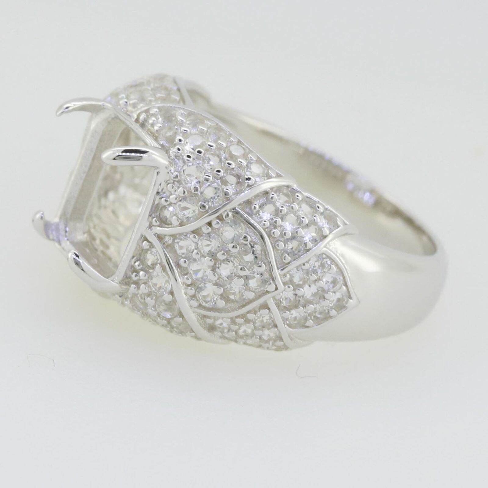Yellow Gold Plated14K Gold Semi Mount Ring Setting OCT 10x8mm Diamond Accent Syzjewelry