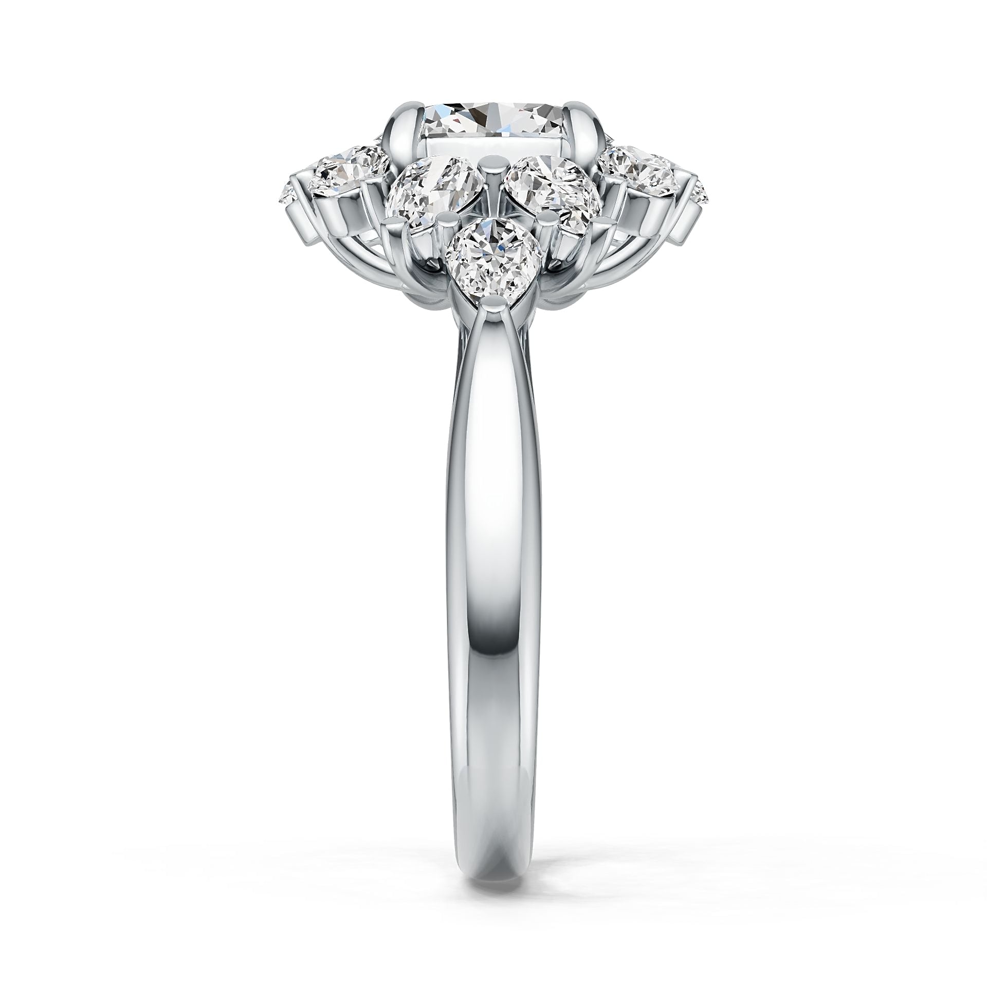 14K Gold Semi Mount Ring Setting Oval OV 8X6mm PE 5X3mm Diamond Accent DHJ