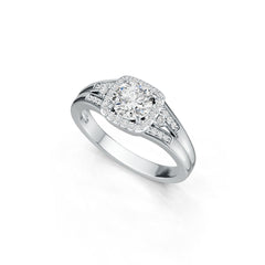 Sterling Silver Semi Mount Ring Setting Round RD 6.5x6.5mm Halo Split Shank DHJ