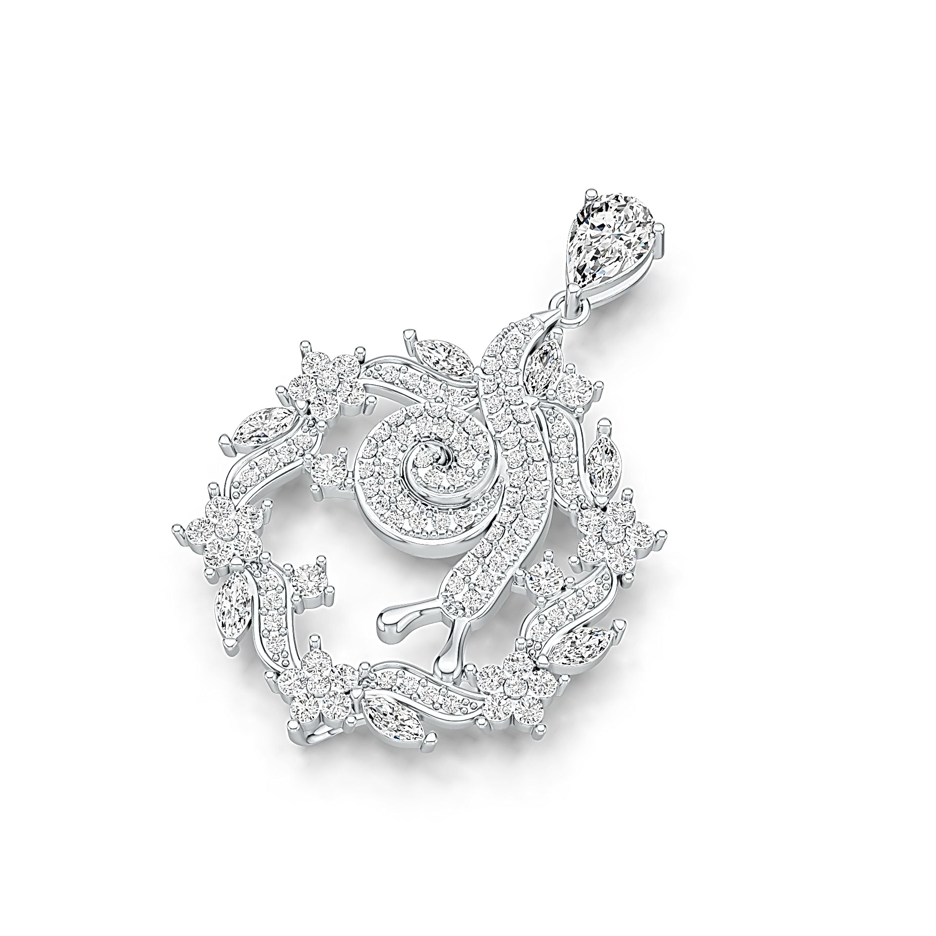 Sterling Silver Semi Mount Pendant Setting Pear PE 9X6mm MQ 5X3mm DHJ