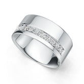 Sterling Silver Ring with White topaz or Moissanite Wedding Band Men's Ring DHJ