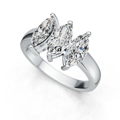 Sterling Silver Semi Mount Ring Setting Marquise MQ 10X5mm 3-Stone Ring DHJ