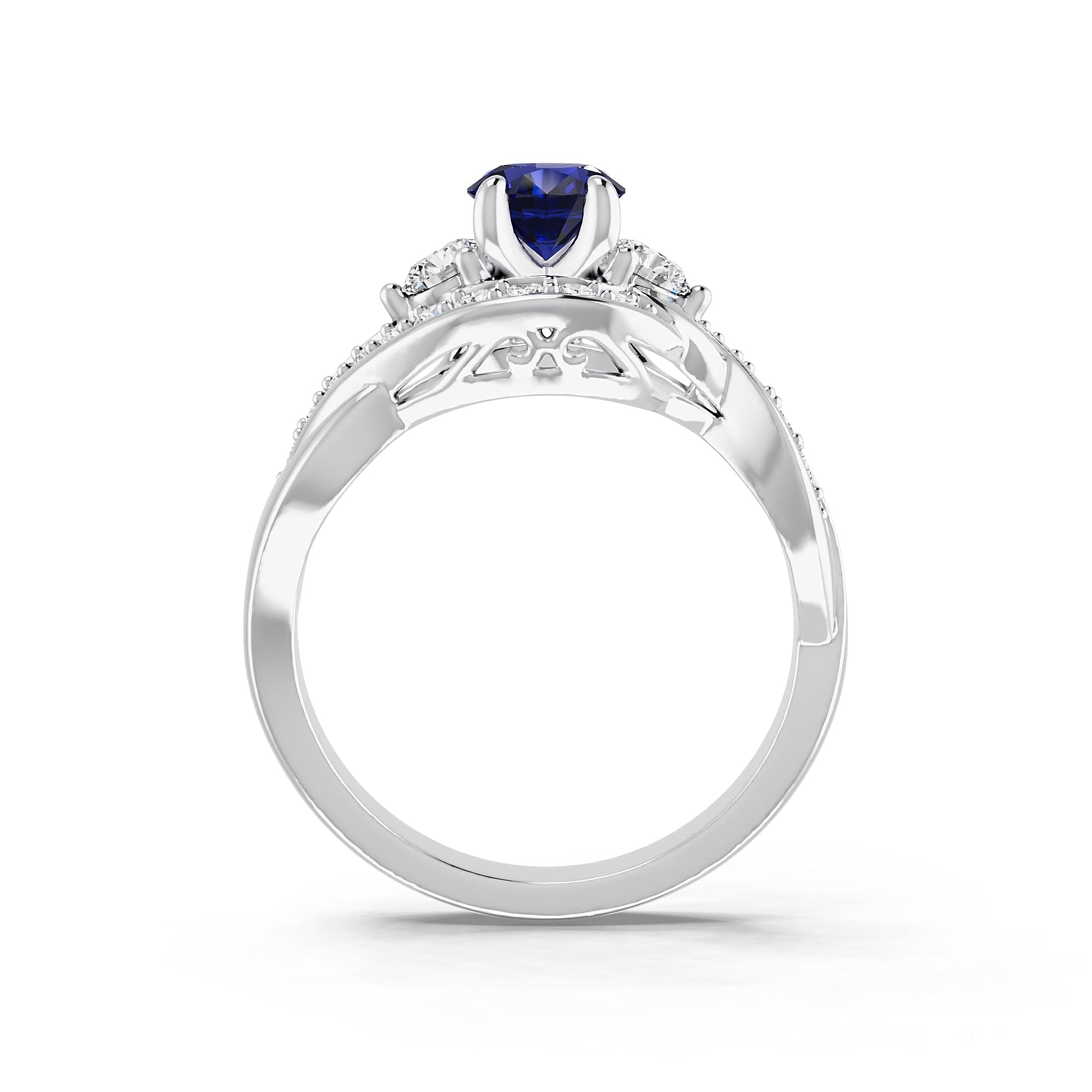 10K Gold Semi Mount Ring Setting Round Ro 5x5mm Moissanite Accent Syz Jewelry