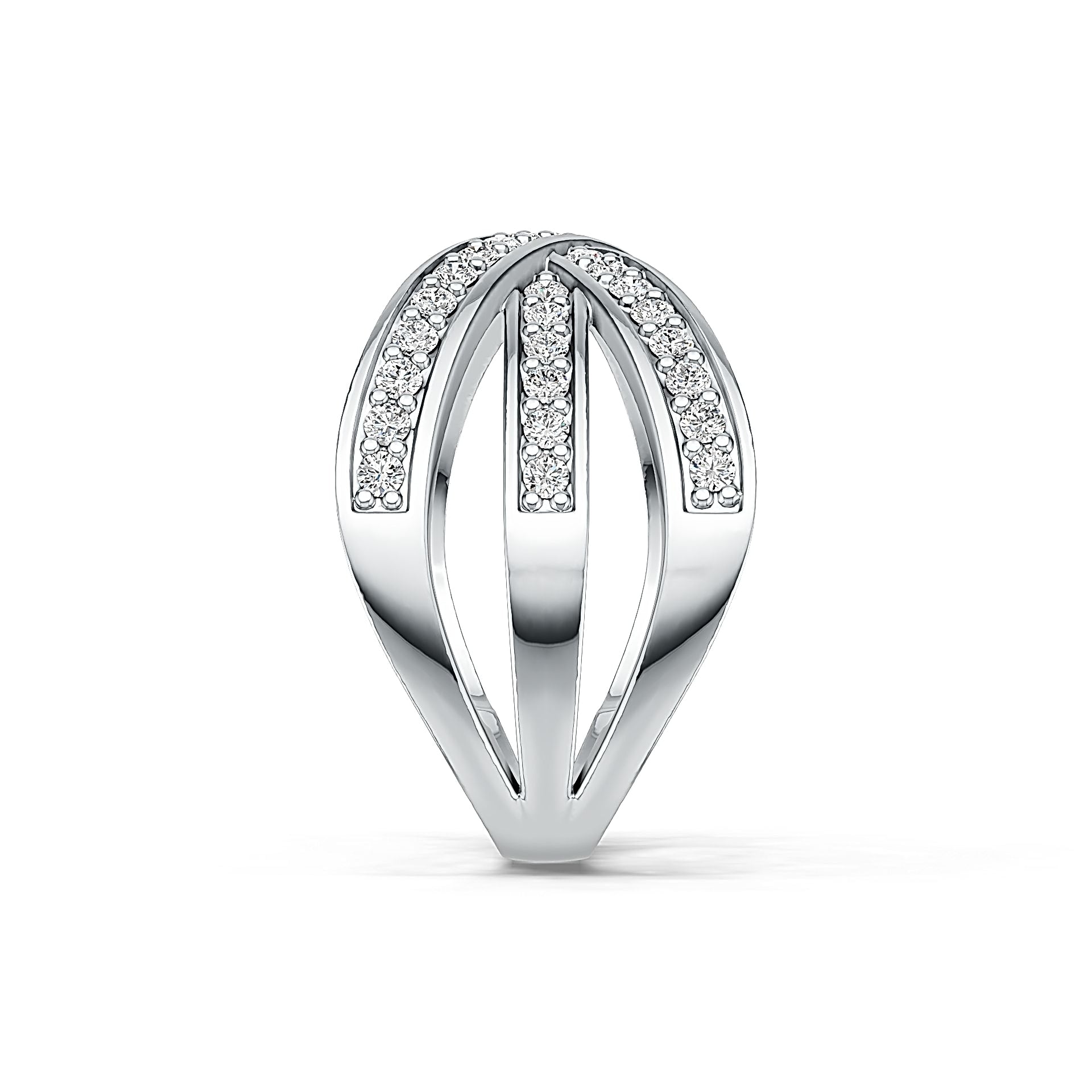 18K Gold Crossover Ring with White Topaz or Moissanite Diamond Accent DHJ