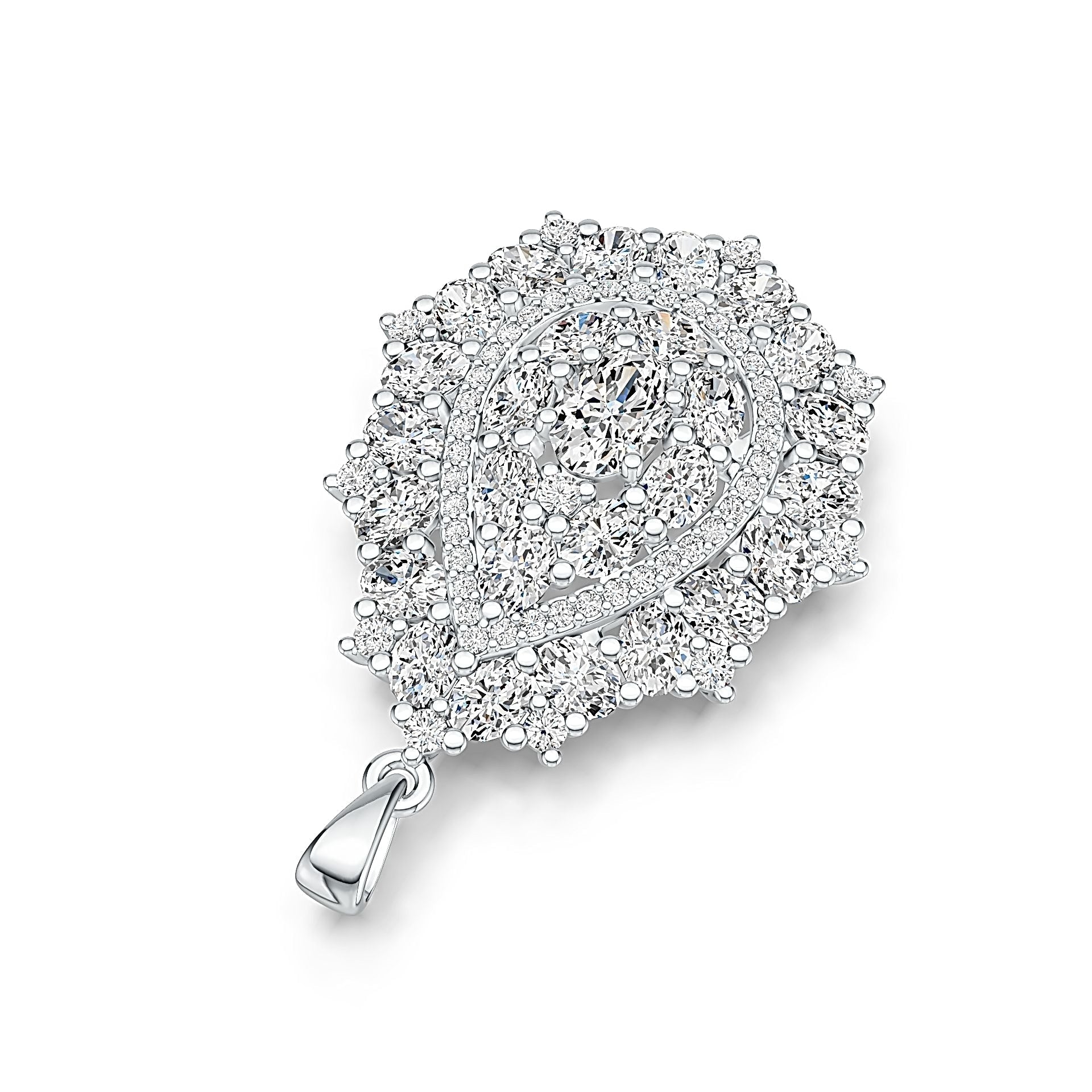 Platinum Semi Mount Pendant Setting Oval OV 7X5mm Diamond Accent DHJ