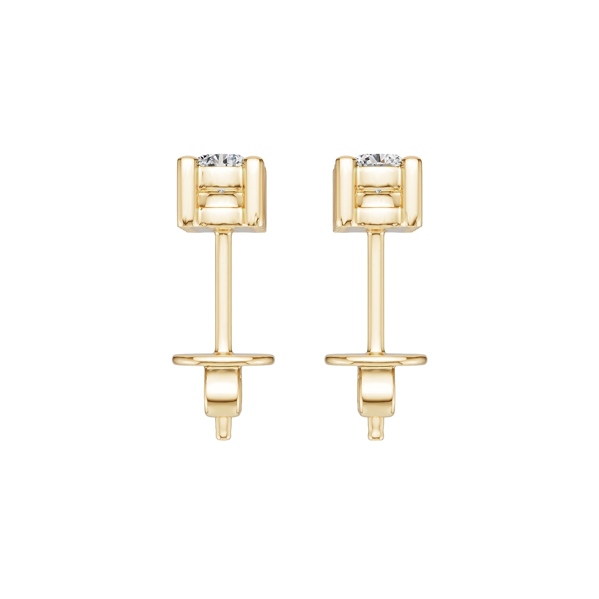 10K Gold Semi Mount Earrings Setting Round Ro 2x2mm Moissanite Accent Syz Jewelry